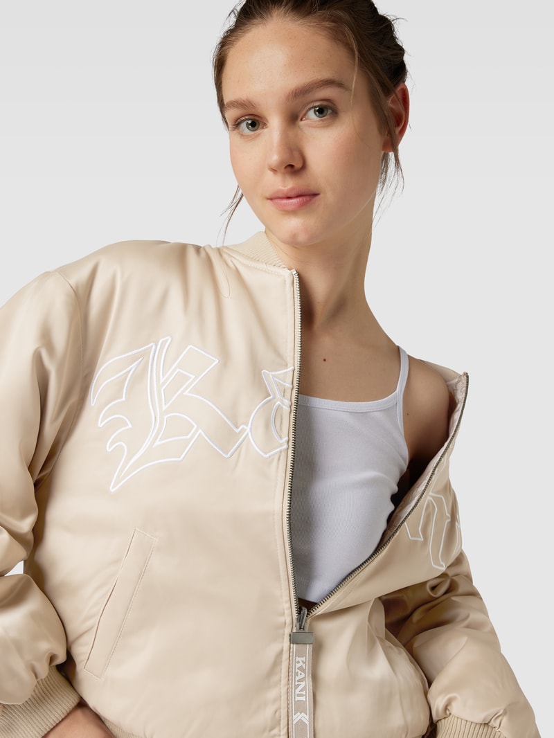 Jacke mit Label-Detail Modell 'Signature' in sand