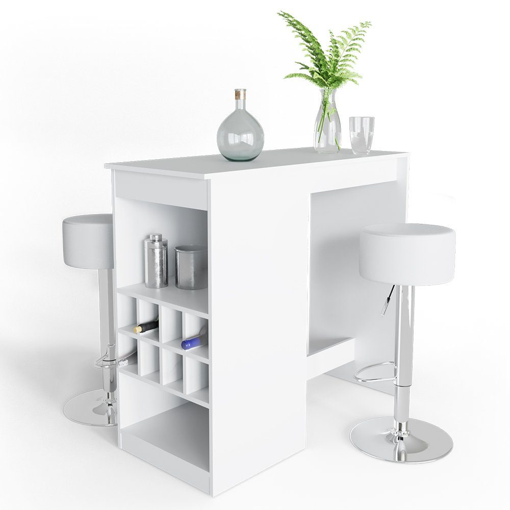 Vicco Bartisch Bartresen Stehtisch Tresentisch ROSS Weiß inkl. Hocker
