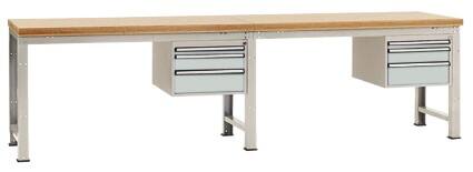 Manuflex Stationär Werkbank PROFI Standard Lichtgrau 4.000 x 700 x 840 mm