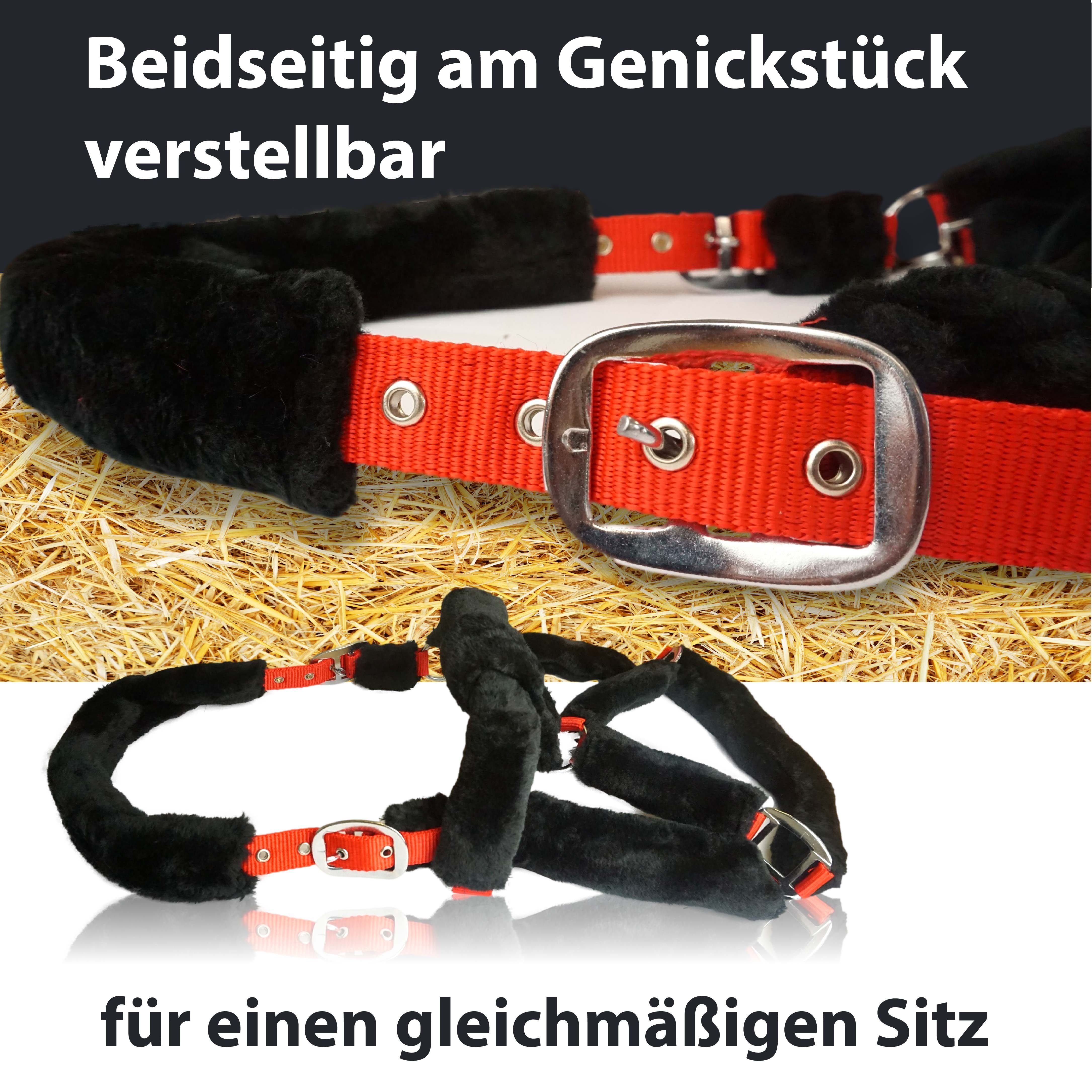 Pferdelinis Fellhalfter Halfter mit Fell Halfter für Pferde, Größen Pony Warmblut Cob Kaltblut, verstellbar