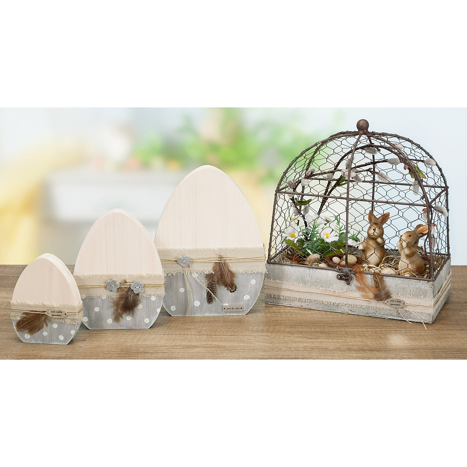 Eier aus Holz, 3 Stück