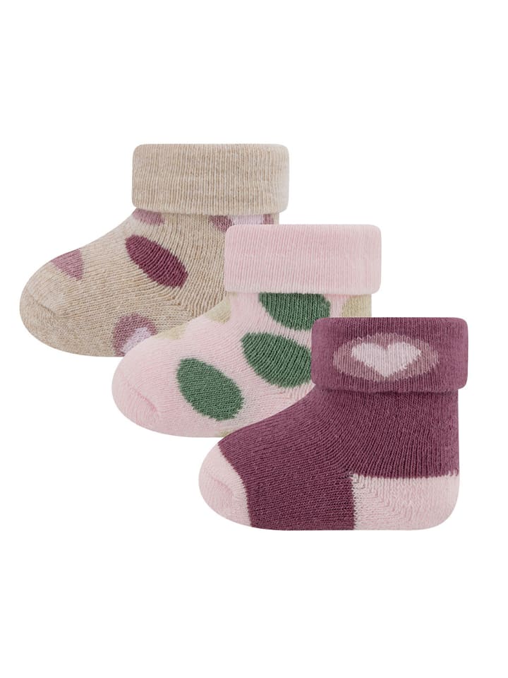 ewers 3er-Set Newborn Socken 3er Pack Herzen/Punkte in rose-beige mel. günstig kaufen onesize