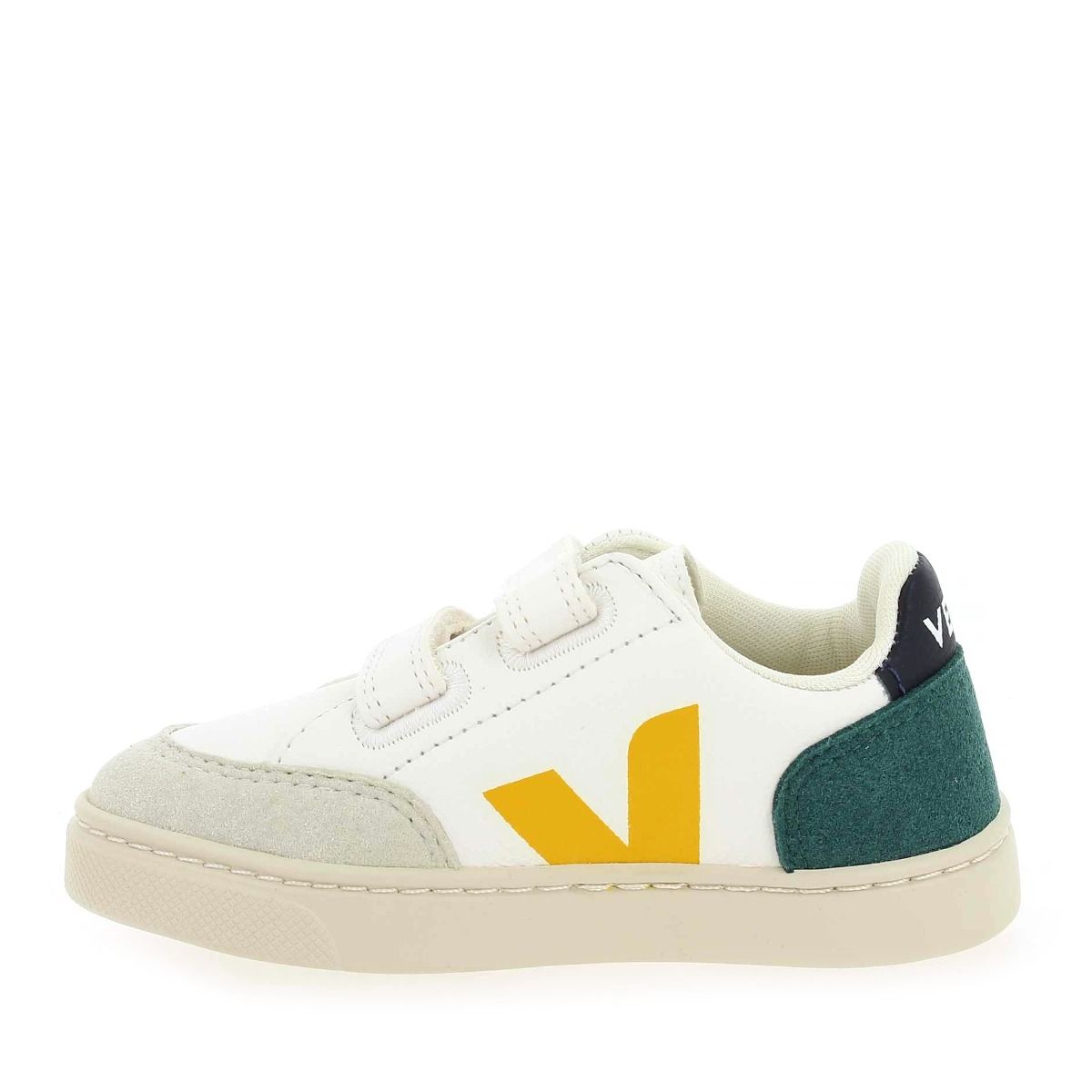 Veja  SMALL V12 VELCRO - blanc jaune