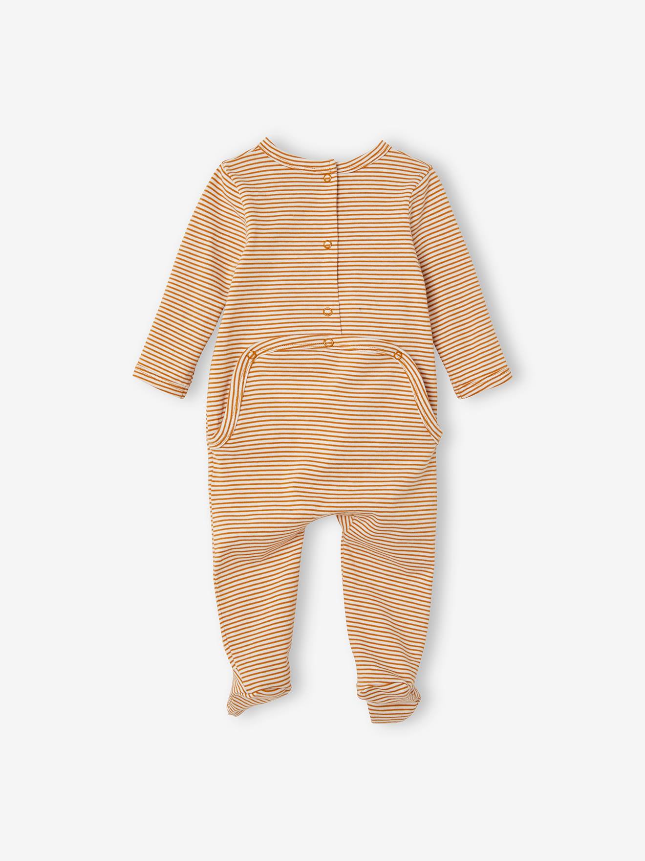 Lot de 3 pyjamas en coton bébé ouverture dos lot ivoire
