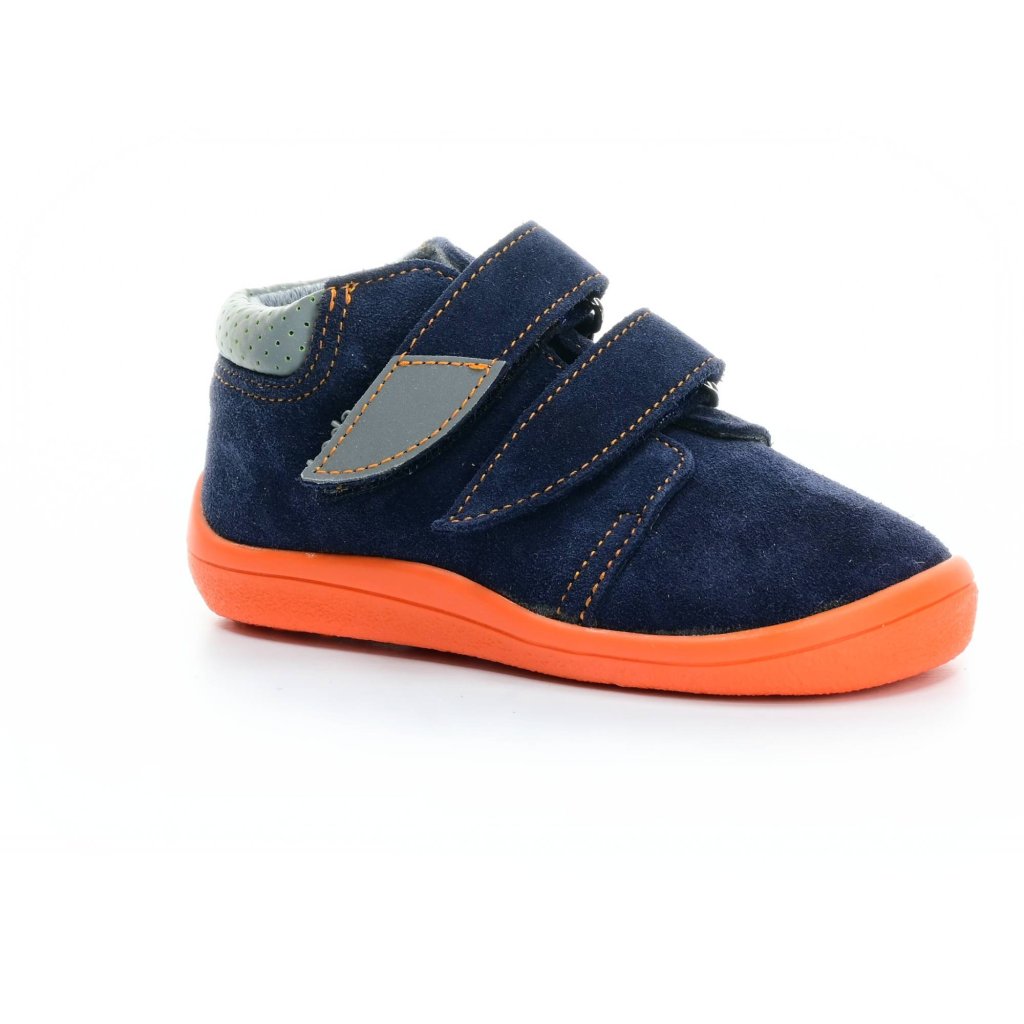 Beda Mandarine mit Membran und Hinterkappe (BF 0001/W/M/OP) dunkel blaue Barfuß-Stiefeletten