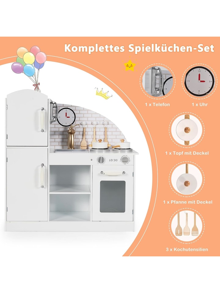 COSTWAY Spielküche ab 3 Jahren in Weiß günstig kaufen 80 x 30 cm
