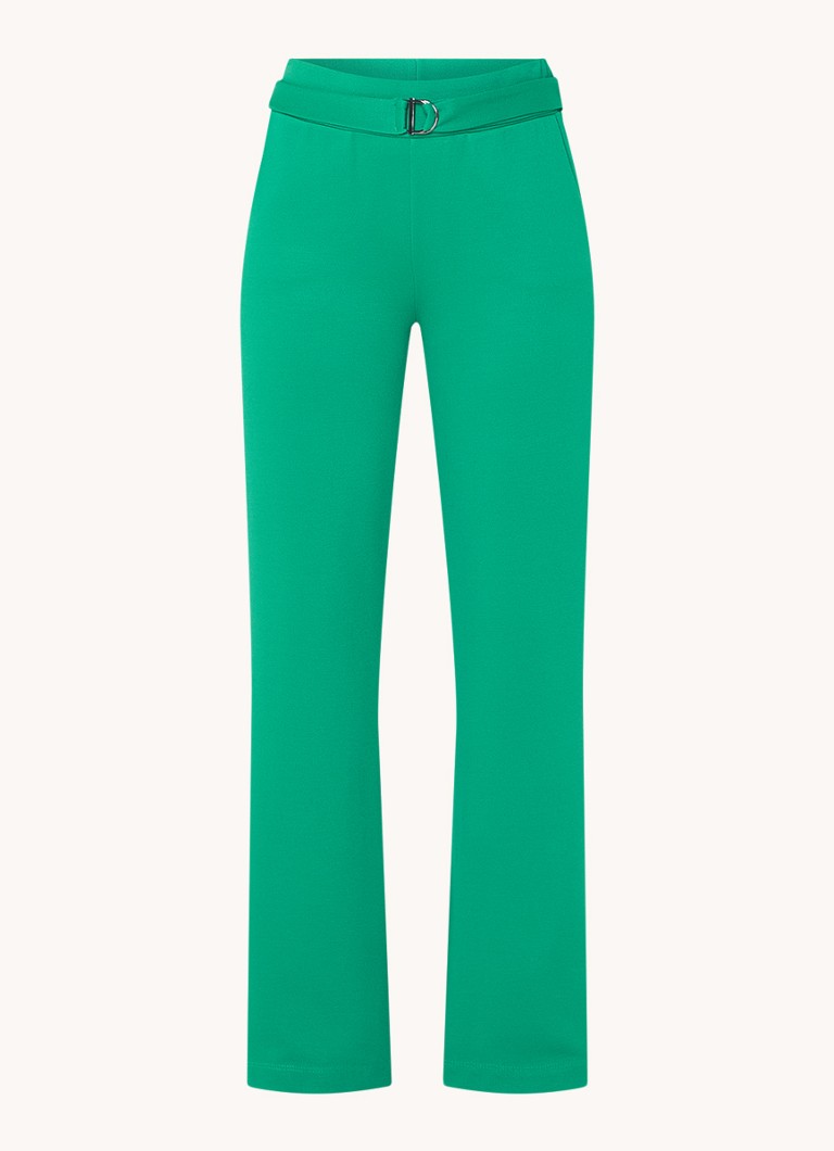 Pantaloni drepți, cu talie înaltă și bandă elastică, culoare espresso.