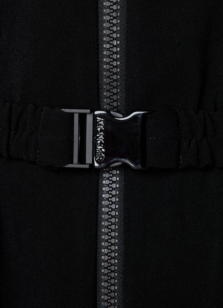 Moncler Abito satenska midi haljina s pojasom i balon rukavima