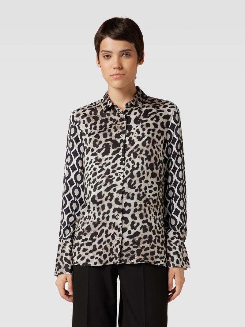 Bluse aus Viskose mit Animal-Print in taupe