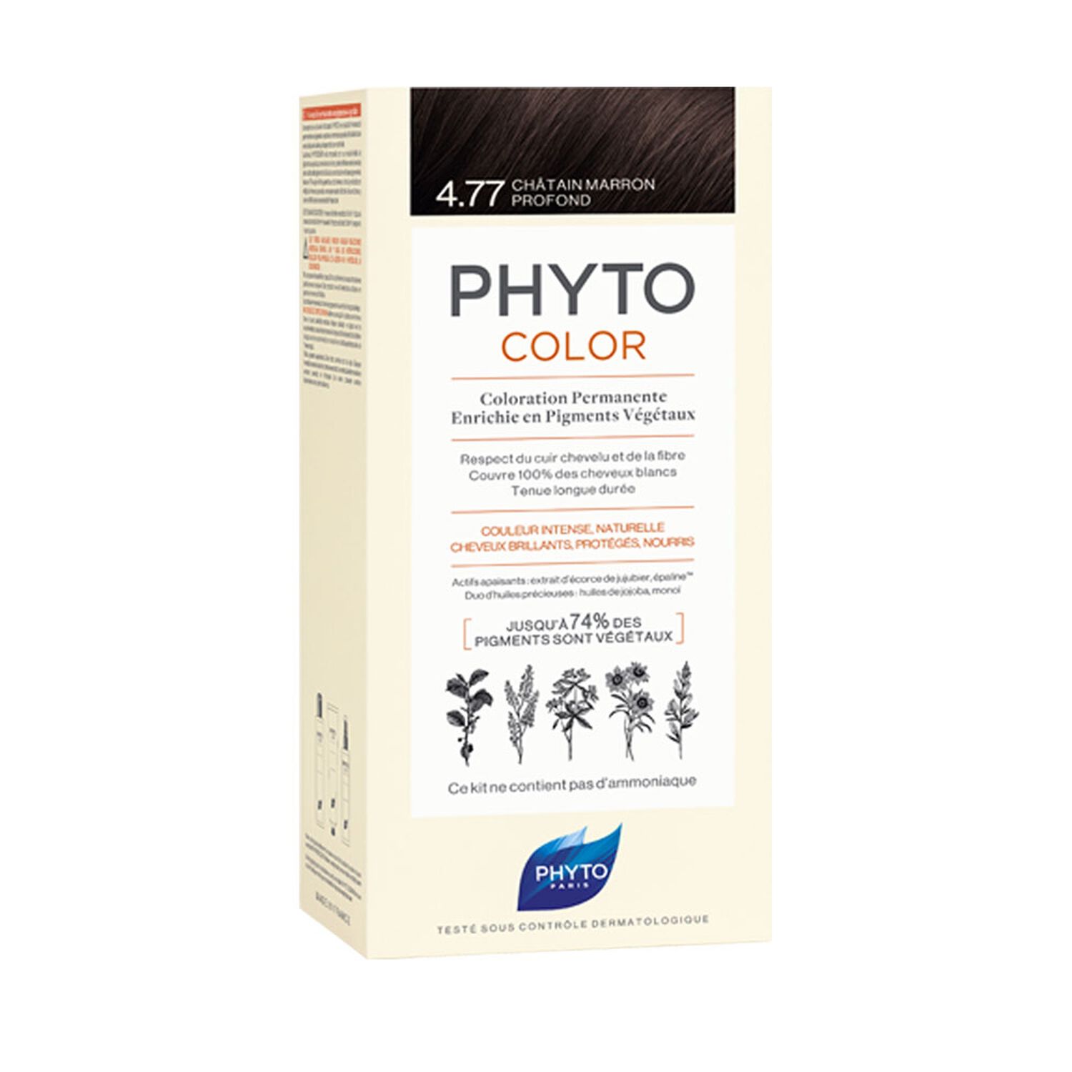 Phyto Phytocolor Coloration Permanente 4.77 Châtain Marron Profond - Cheveux Colorés ou Blancs