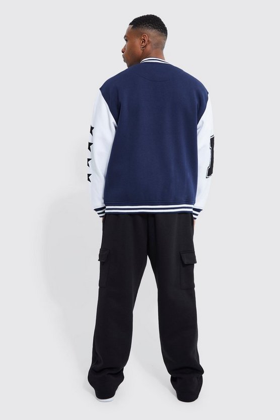 Übergroße College-Jacke aus Jersey mit Aufnäher