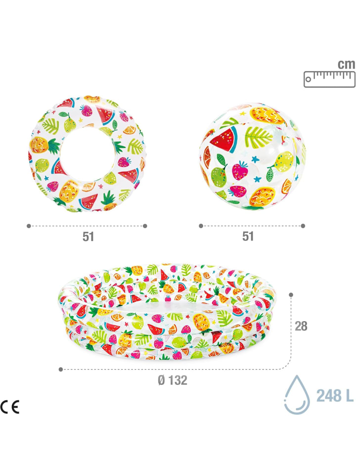 Intex 3er Pool-Set - Planschbecken, Wasserball, Schwimmring in mehrfarbig günstig kaufen onesize