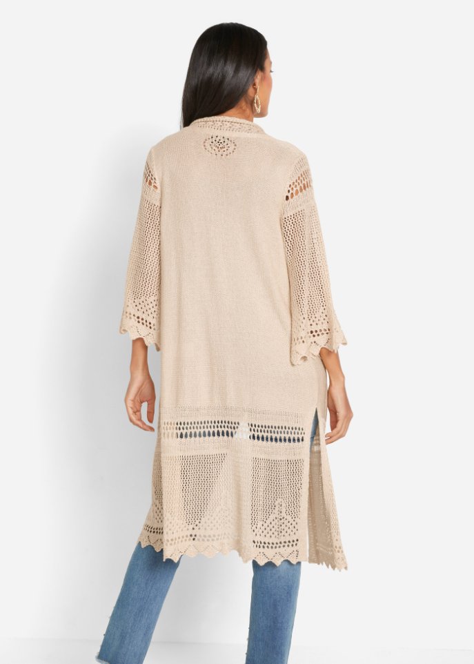 Ajour-Longstrickjacke