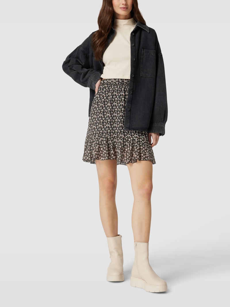 Minirock mit floralem Muster Modell 'MILA' in schwarz