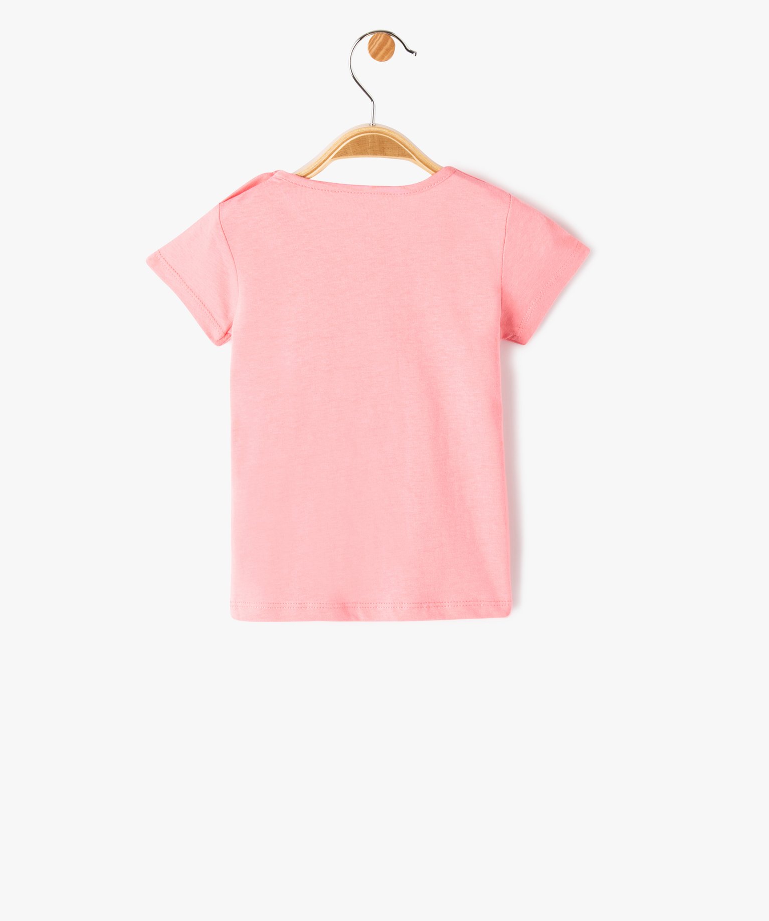 Tee-shirt bébé fille avec manches courtes et message paill... rose | GEMO