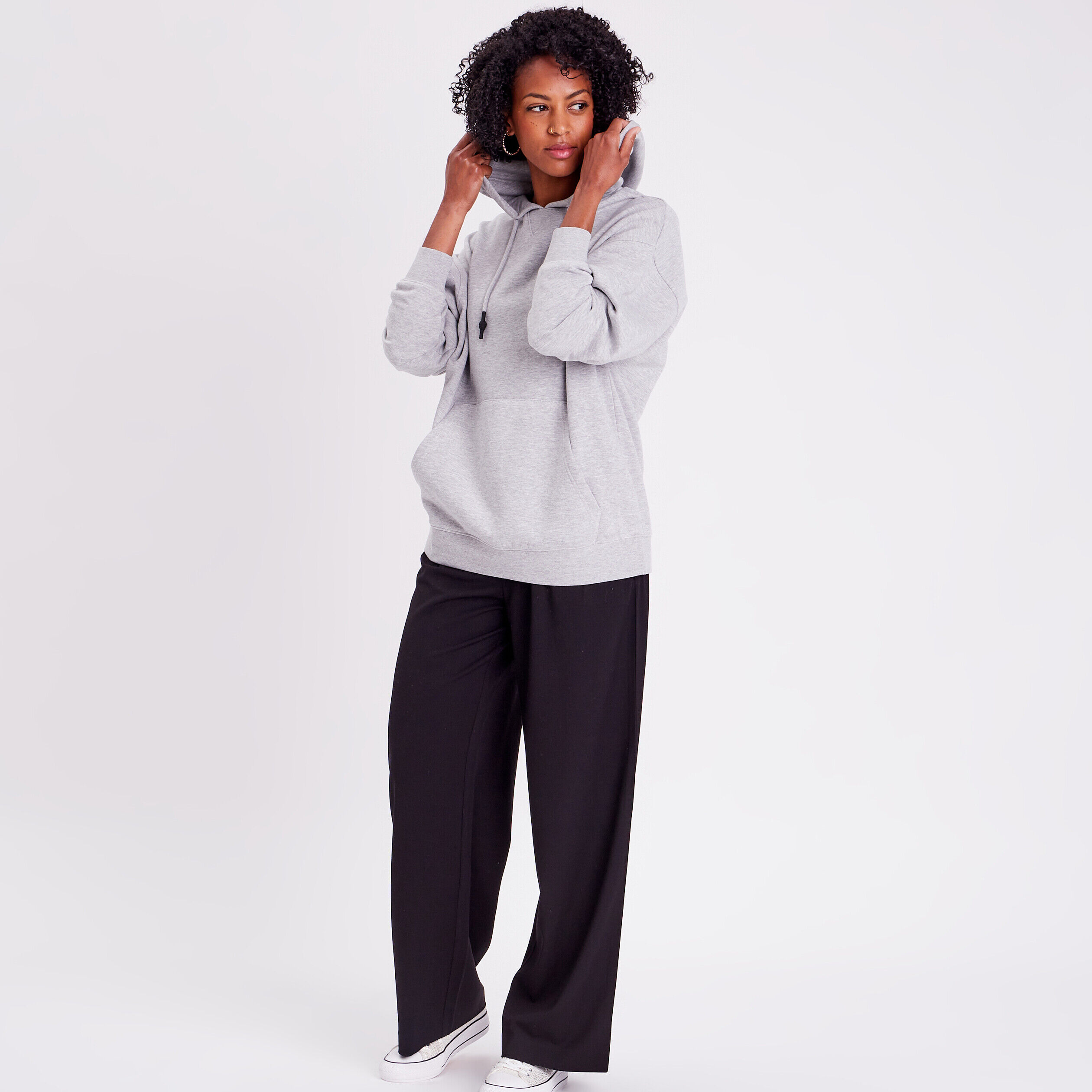 Sweat oversize à capuche gris clair femme | Cache Cache