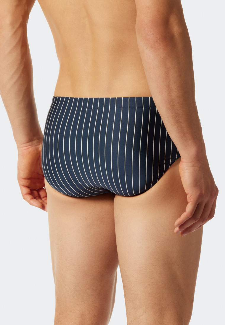 Badehose mit Reißverschlusstasche Wirkware recycelt Streifen admiral - Nautical Casual