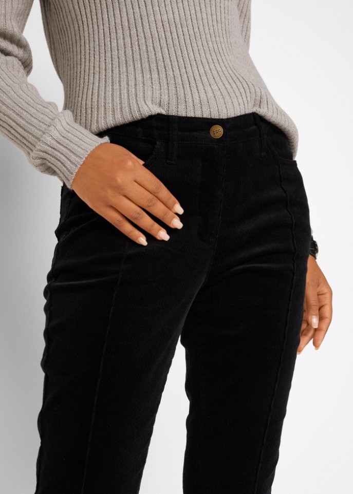 Bootcut-Stretch-Cordhose mit Biesen und Bequembund