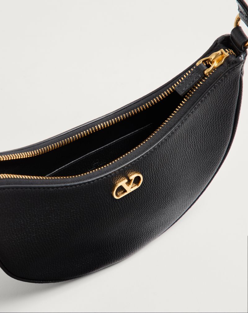 Bolsa Mini Hobo Assinatura VLogo em pele de bezerro granulada