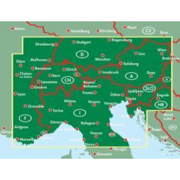 Alpenländer 1 : 800 000. Autokarte - Straßenkarte