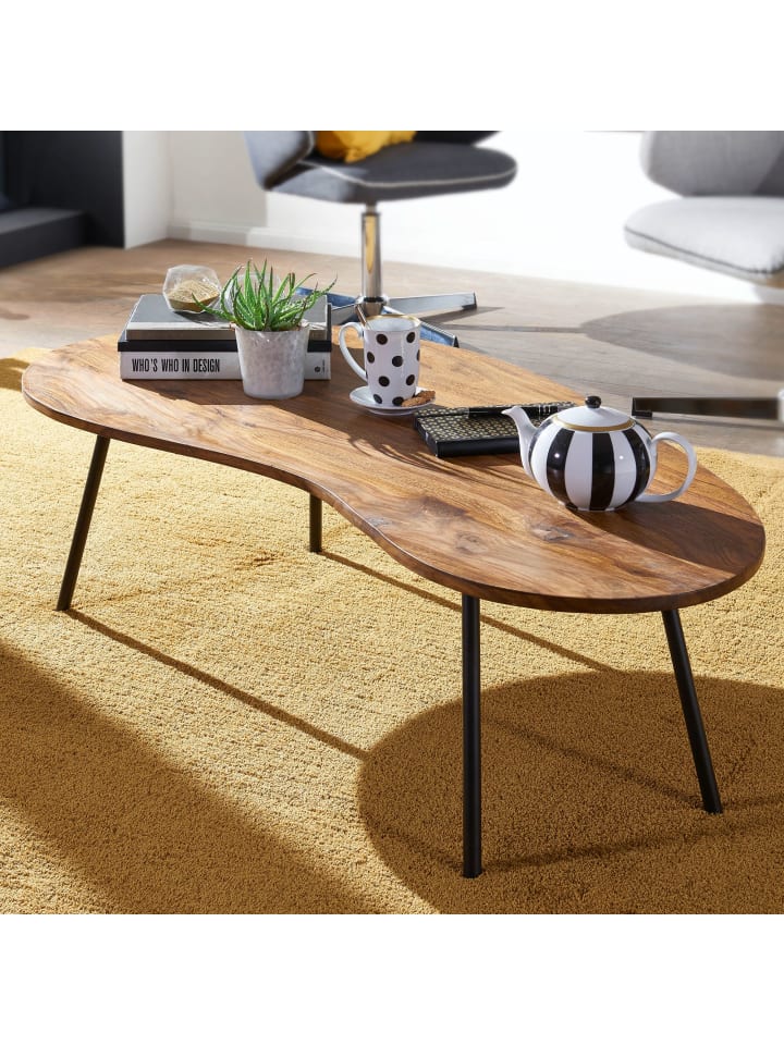 KADIMA DESIGN Couchtisch Retro | Massivholz, Metall-Gestell, Pflegeleicht in Braun günstig kaufen onesize