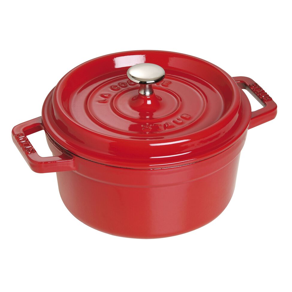 Cocotte 20 cm, rund, Kirsch-Rot, Gusseisen