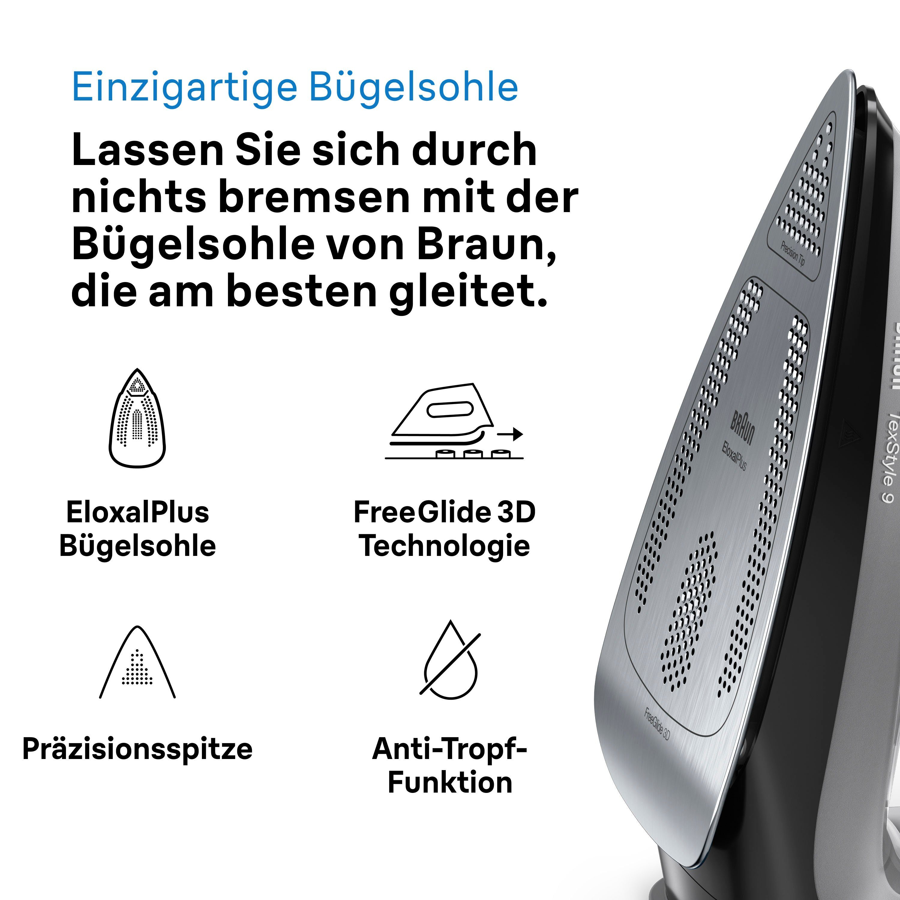 Braun Dampfbügeleisen TexStyle 9 SI 9281 BK, 3100 W