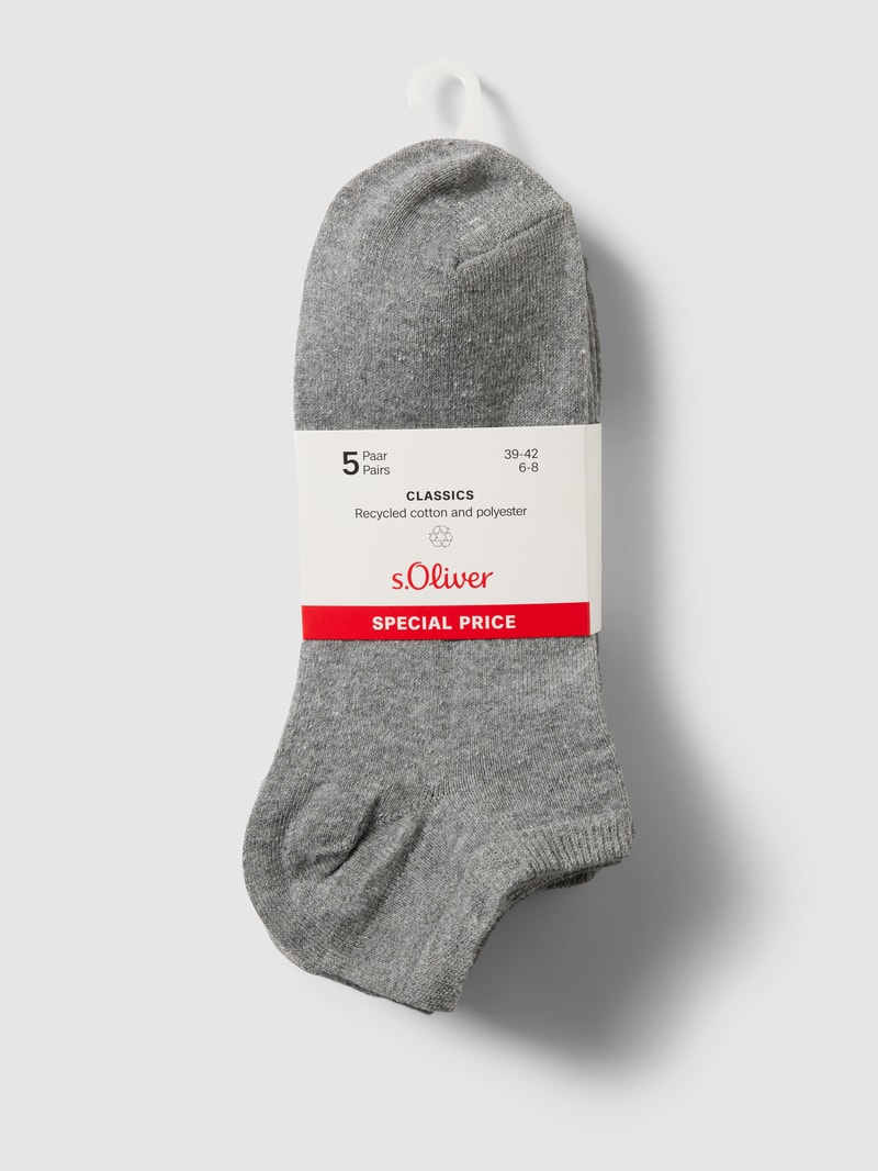 Sneakersocken mit Stretch-Anteil im 5er-Pack in hellgrau