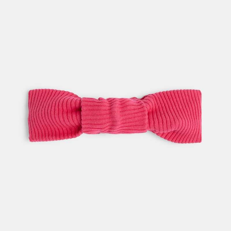 Headband maille côtelée rose bébé fille