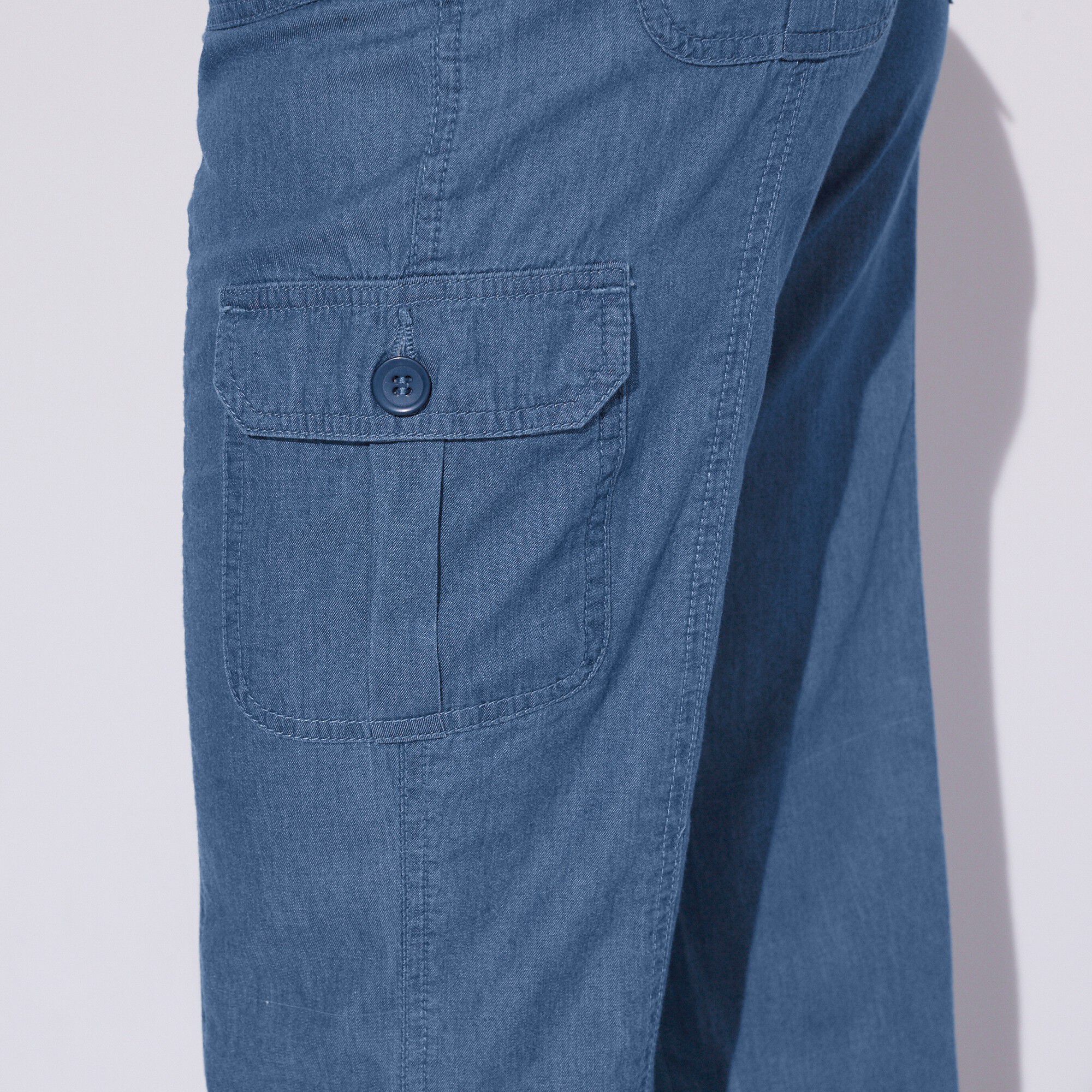 Pantacourt denim ceinture maille