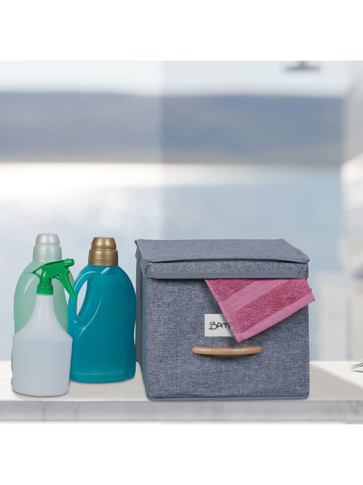 relaxdays 2 x Aufbewahrungsbox in Grau - (B)30 x (H)25 x (T)42,5 cm günstig kaufen onesize