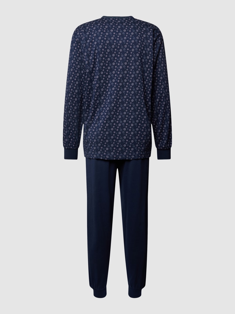 Pyjama mit Allover-Muster in dunkelblau