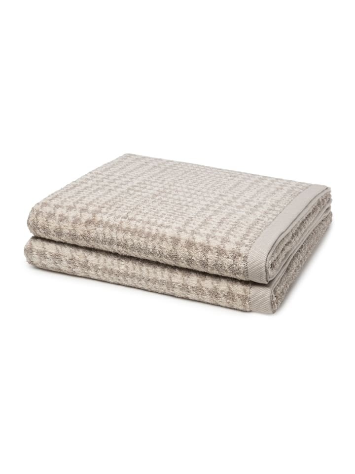 Möve 2 X Duschtuch - im Set Brooklyn Glencheck in Nature/Cashmere günstig kaufen 80 x 150cm