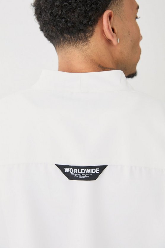 Kastiges kragenloses Twill-Hemd