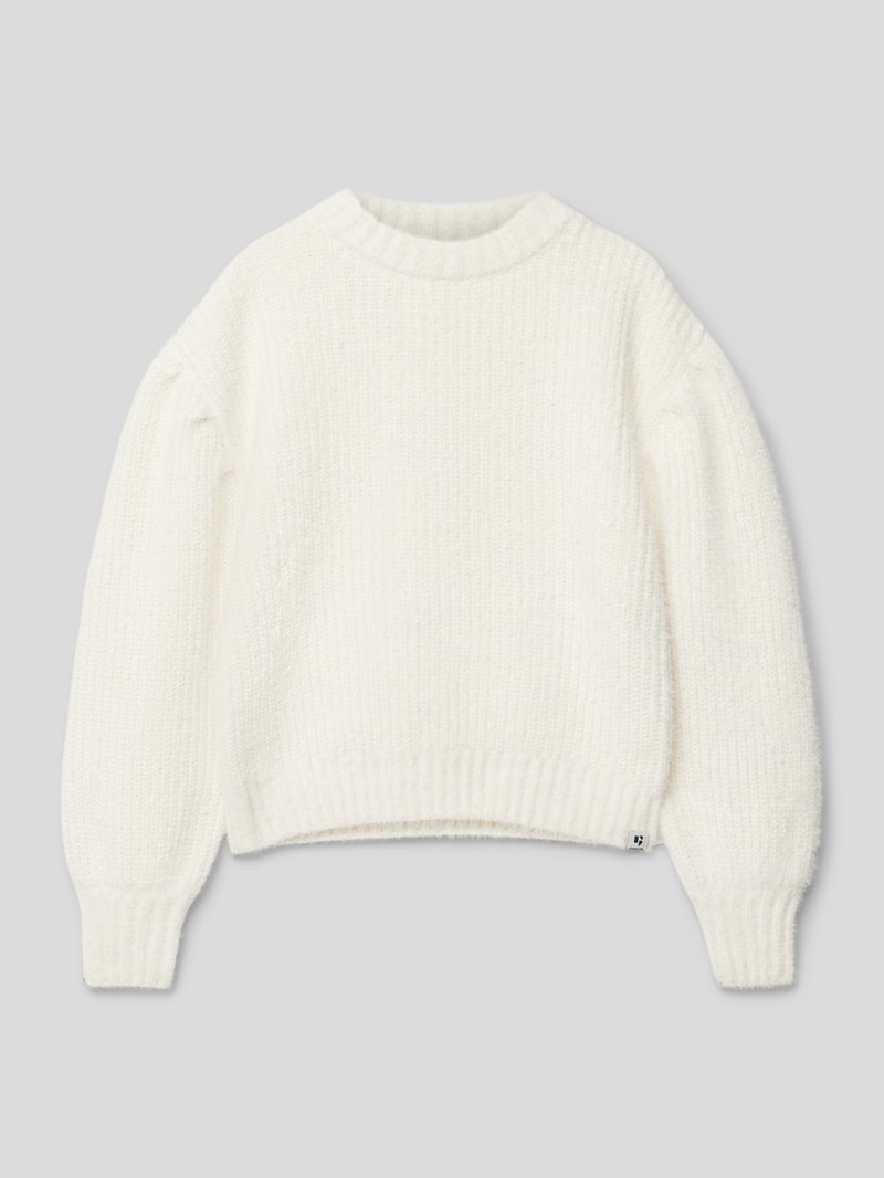 Strickpullover mit Rundhalsausschnitt in weiß
