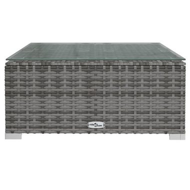 vidaXL Loungesofa Garten-Couchtisch Grau 60x60x30 cm Poly Rattan und Glas, 1 Teile