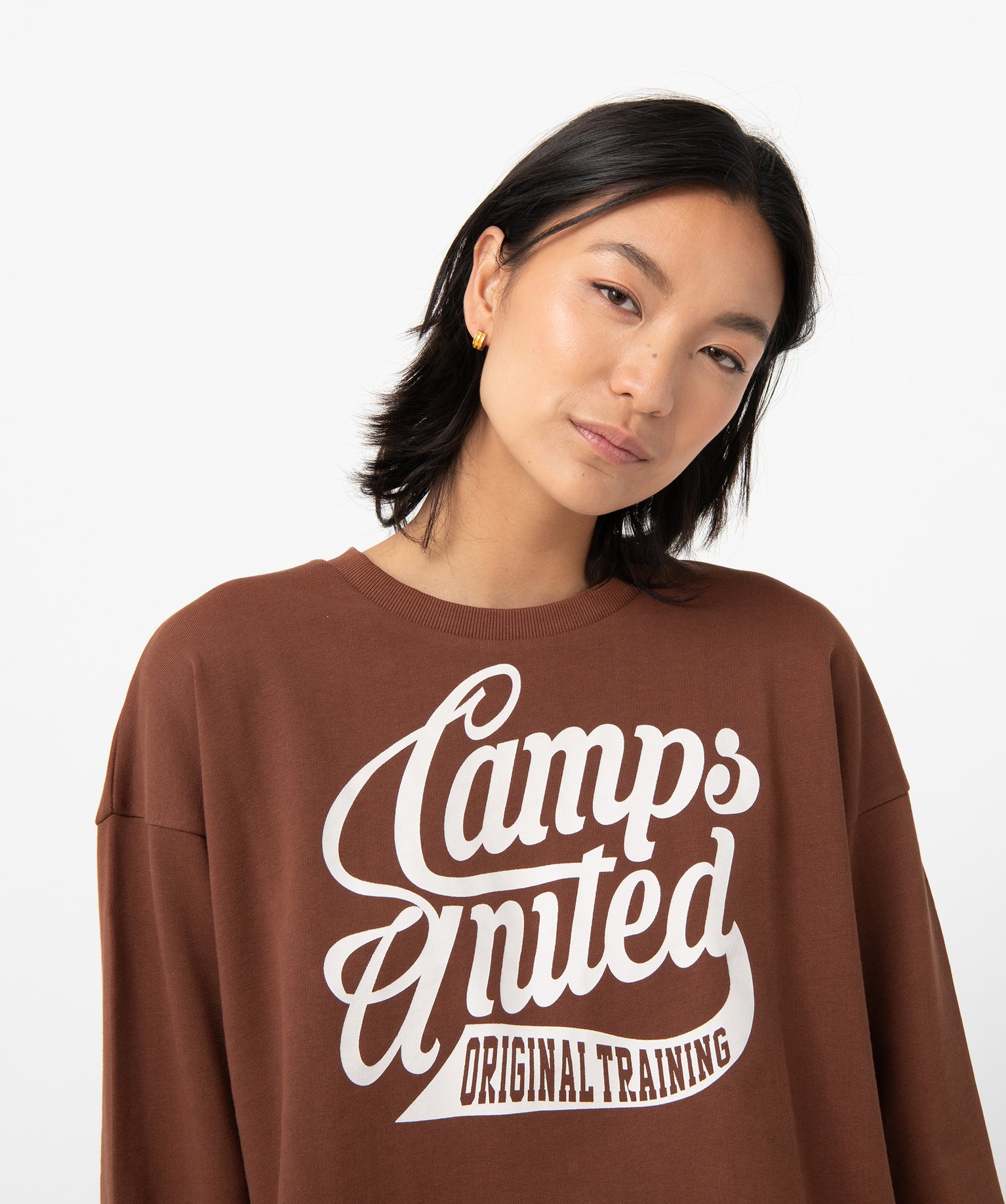 Sweat femme coupe courte finitions bords-francs - Camps United marron | GEMO