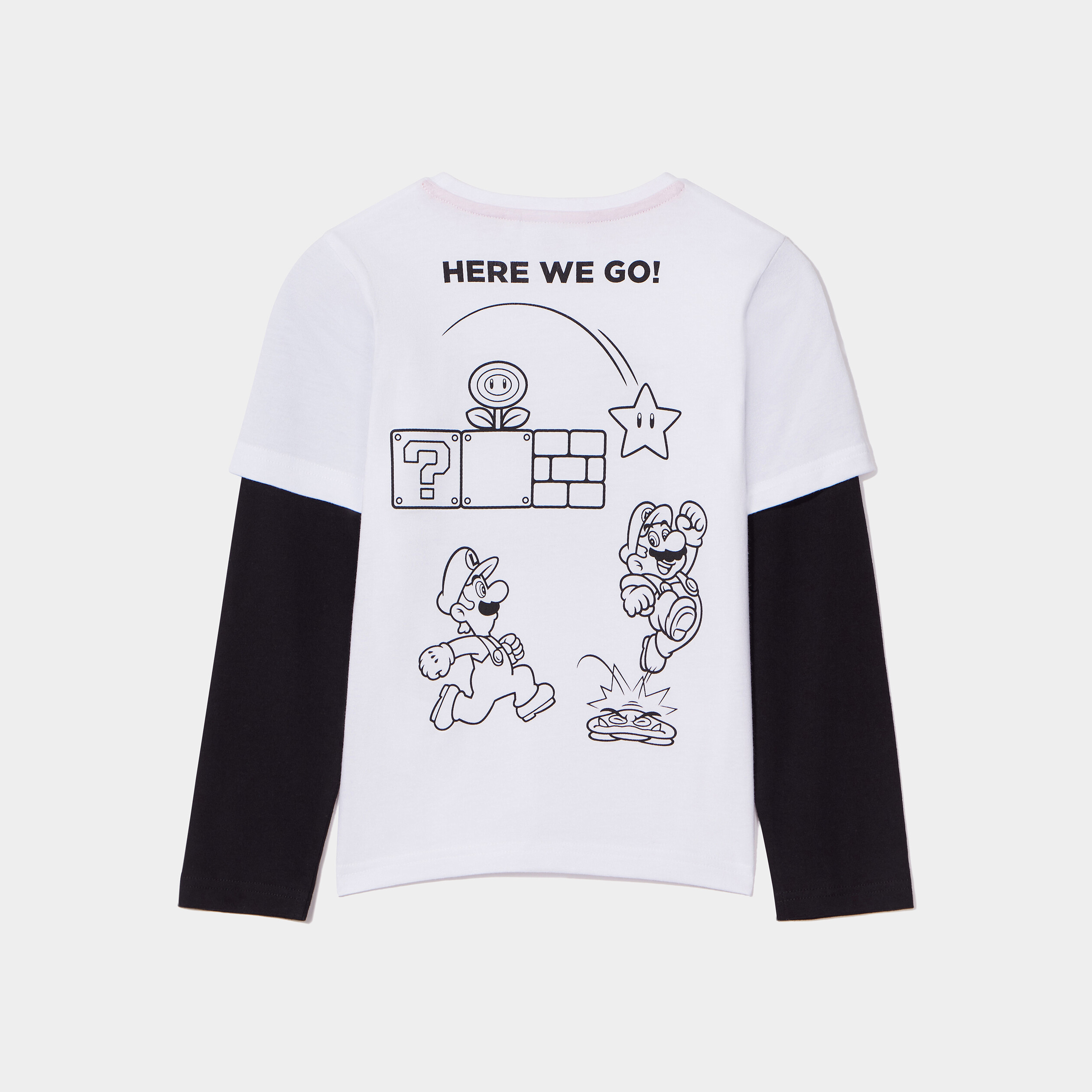 T-shirt col rond effet 2-en-1 Mario blanc garçon | La Halle