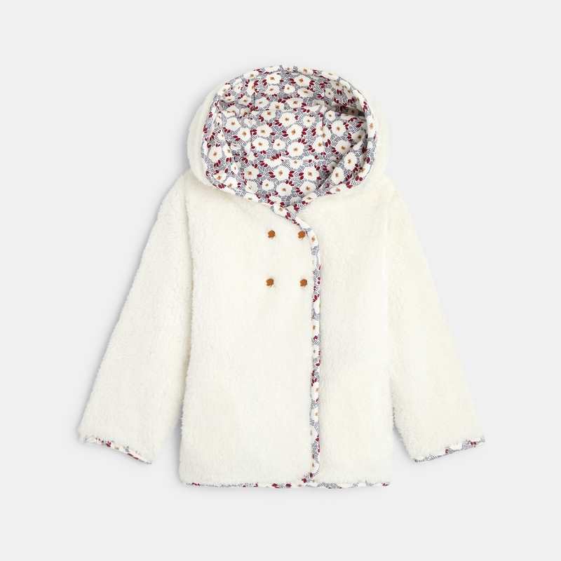 Veste réversible imprimée et doublure fausse fourrure bébé fille