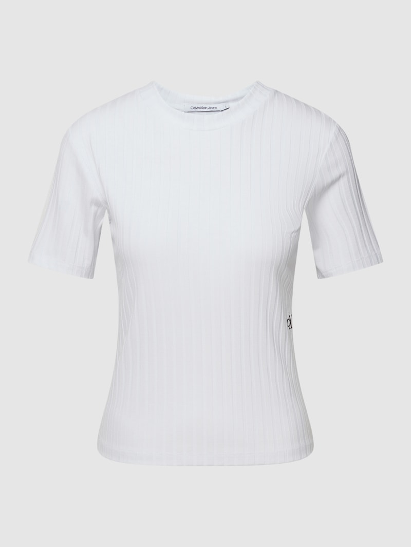 T-Shirt mit Strukturmuster in weiß