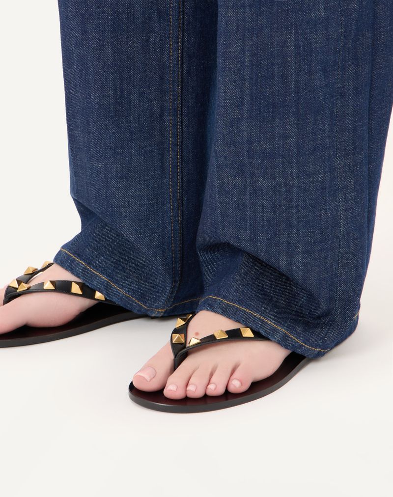 Rockstud Thong Sandal i kalveskind 05mm