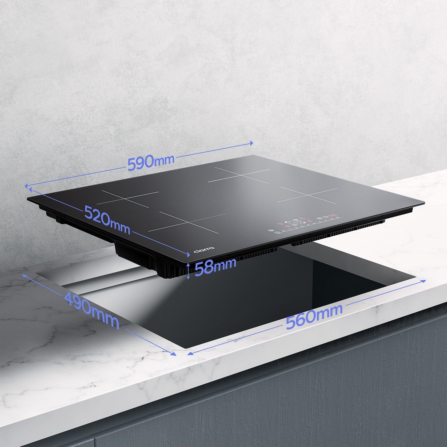 CIARRA Induktions-Kochfeld CBBIH4B, 60cm Einbau Kochfelder 4-Zonen Booster