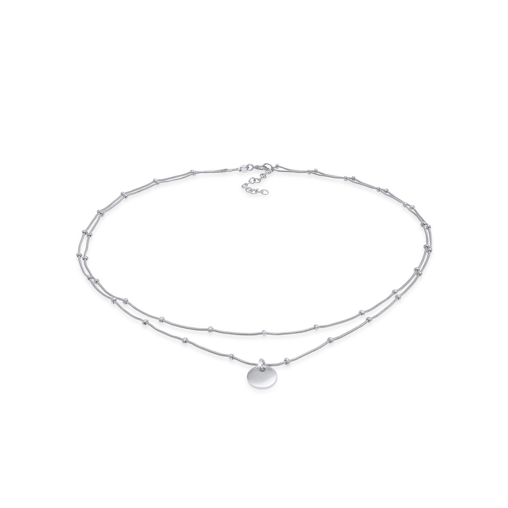 Elli Elli Collier Femmes Choker Boule Couches Plaquette Pendentif Basique en Argent St collier
