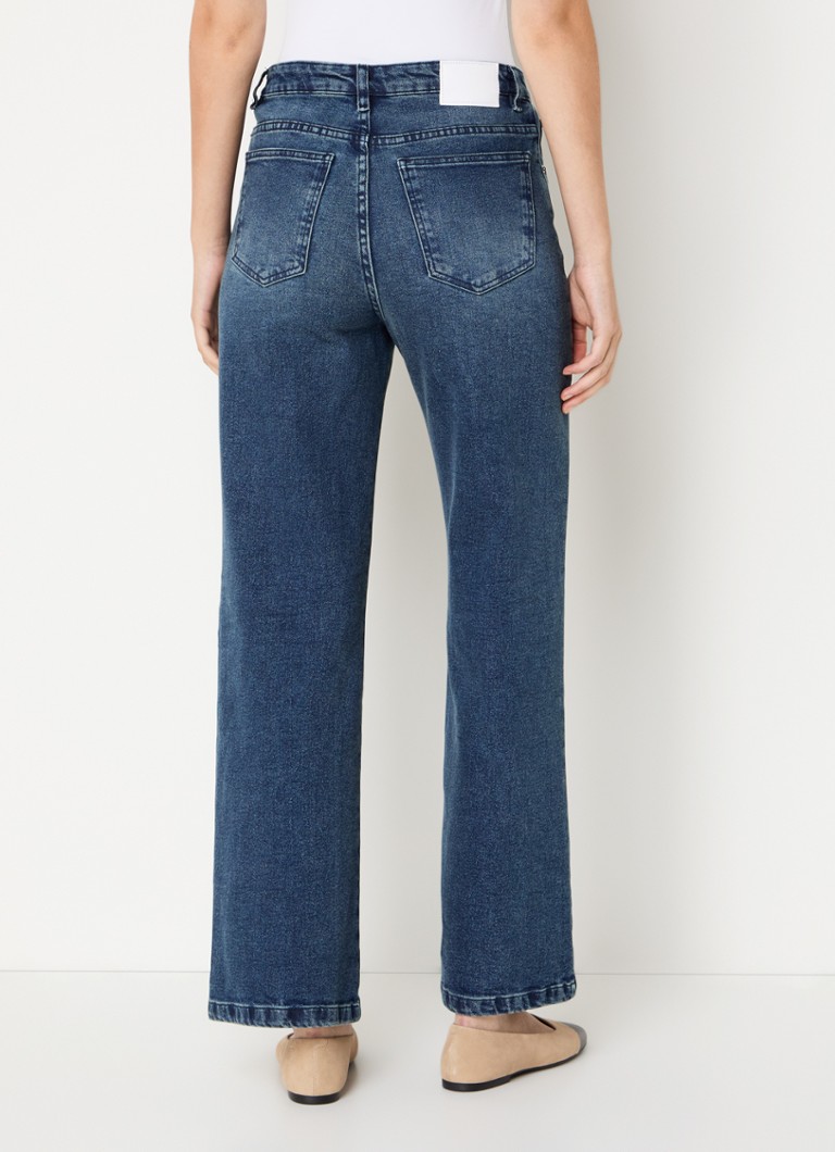 Calça jeans OPUS de cintura média e pernas largas com lavagem média.