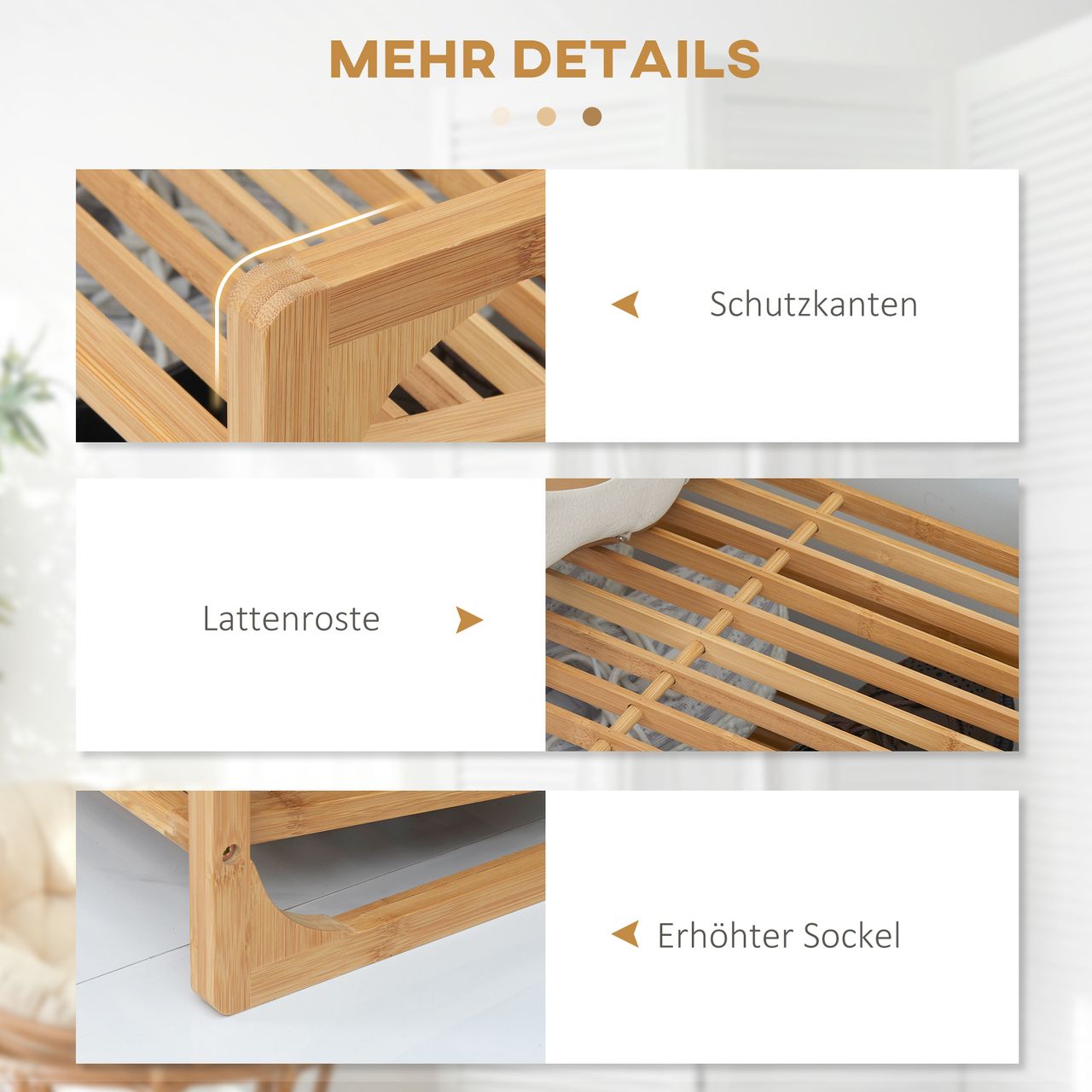 HOMCOM Schuhregal mit 3 Ebenen, Schuhständer, Schuhablage für max. 9 Paar Schuhe