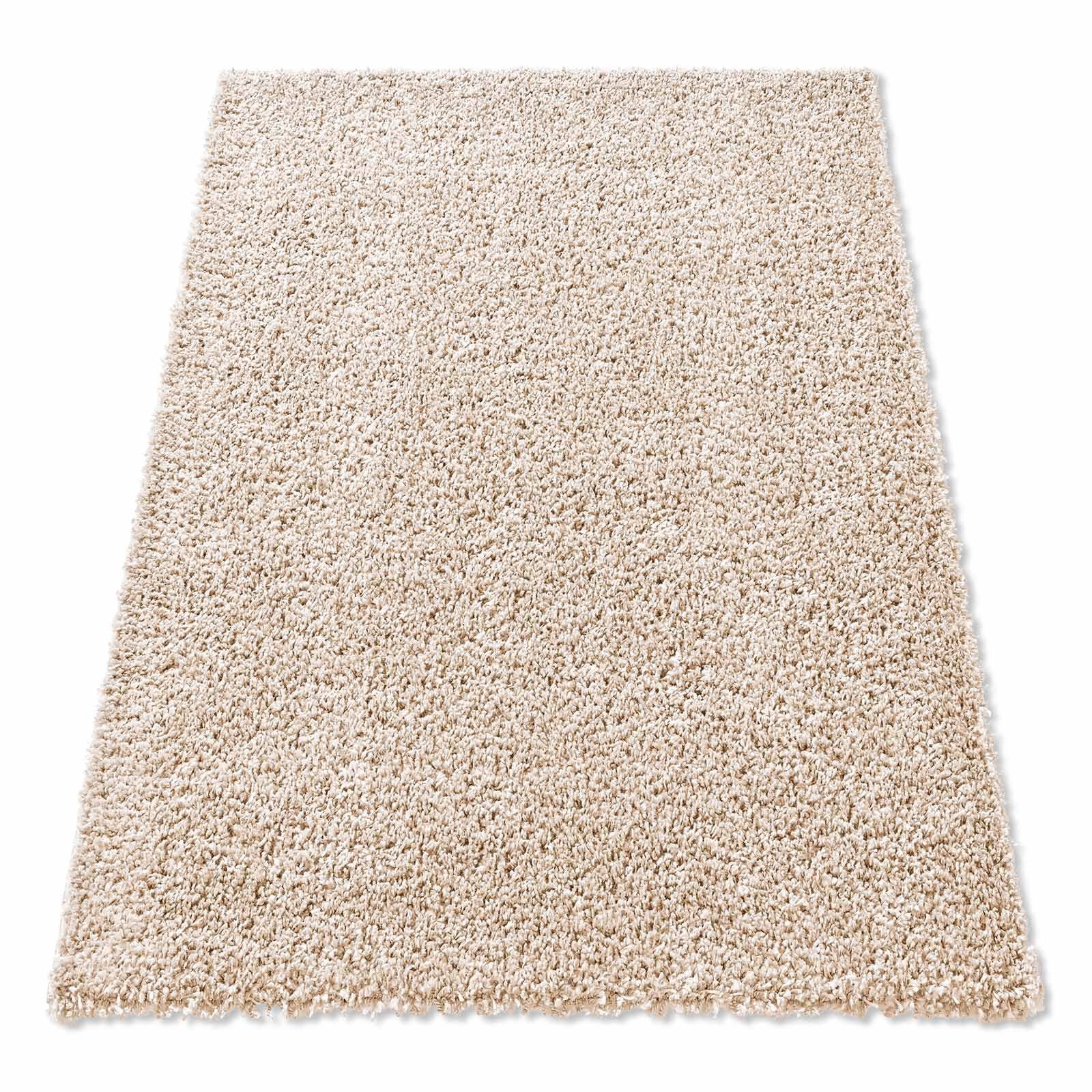 Langflor-Teppich Venezia Shaggy, TaraCarpet, rechteckig, Höhe: 35 mm, Hochflor Shaggy Uni Creme Wohnzimmer Schlafzimmer 060x090 cm