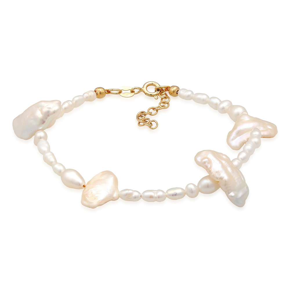Elli PREMIUM Elli PREMIUM Bracelet Femmes tendance baroque avec perles d'eau douce en argent s Bracelet