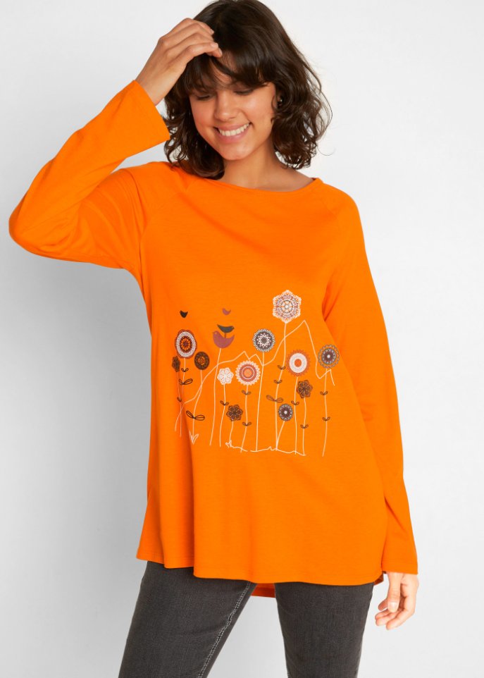 Oversize Longshirt mit Rundhalsausschnitt