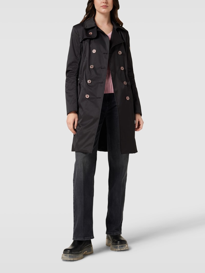 Trenchcoat mit Reverskragen in schwarz