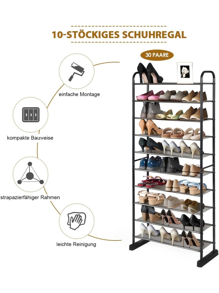 COSTWAY Schuhregal für 30 Paar Schuhe in Schwarz günstig kaufen onesize